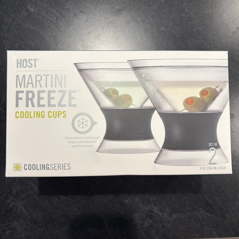 Host Martini Freeze Cooling Cups Set of 2 Clear Gray